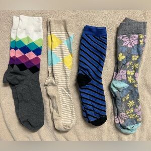 Men’s Dress Socks Bundle Lot of 4 Argyle Floral Striped